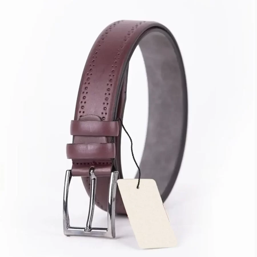 Burgundy Mens Vegan Leather Belt Dress ST00888 3