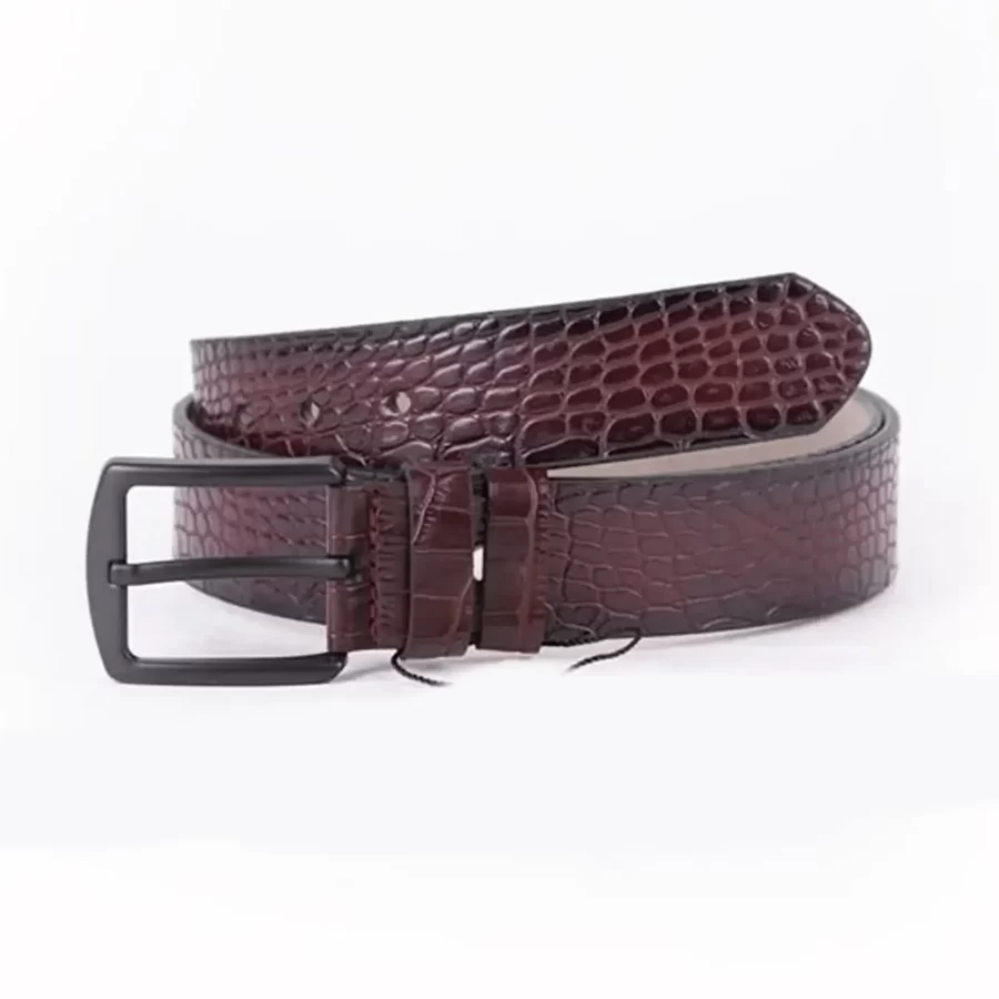 Burgundy Mens Vegan Leather Belt For Jeans ST00943 2