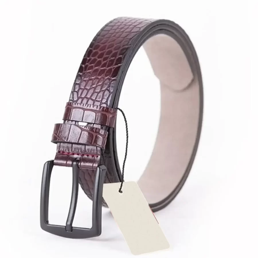 Burgundy Mens Vegan Leather Belt For Jeans ST00943 3
