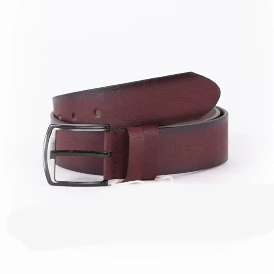 Burgundy Mens Vegan Leather Belt For Jeans Wide 4 5 cm 45SSD134 6G 2