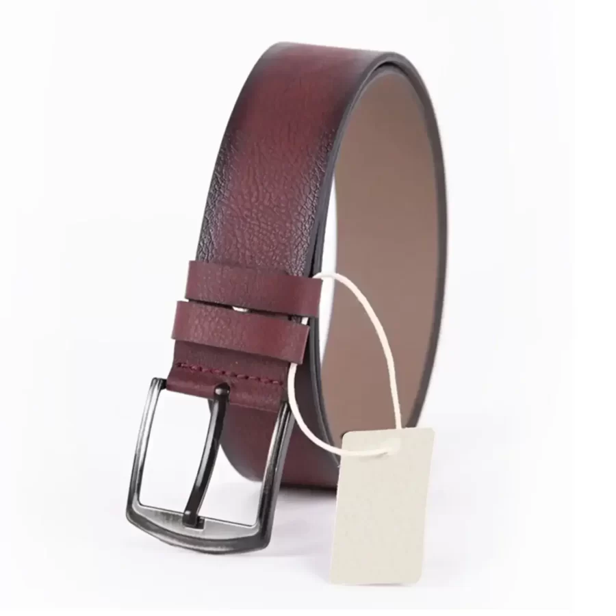 Burgundy Mens Vegan Leather Belt For Jeans Wide 4 5 cm 45SSD134 6G 3