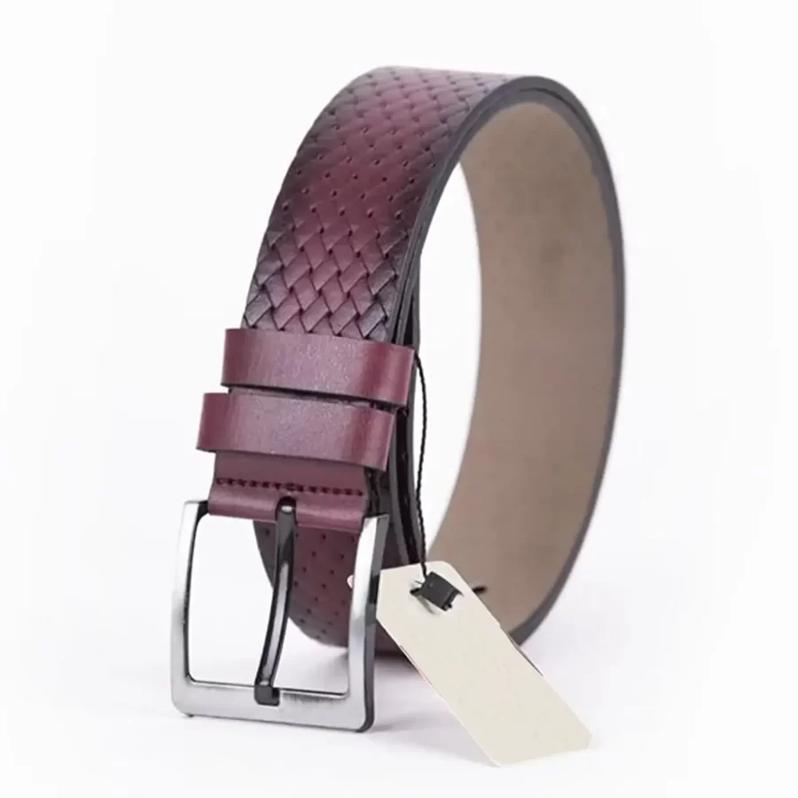 Burgundy Mens Vegan Leather Belt For Jeans Wide 4 5 cm ST00950 11