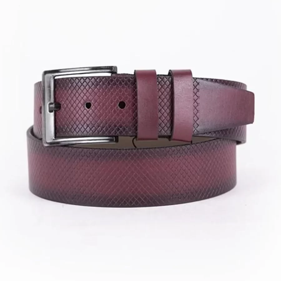 Burgundy Mens Vegan Leather Belt For Jeans Wide 4 5 cm ST00966 10