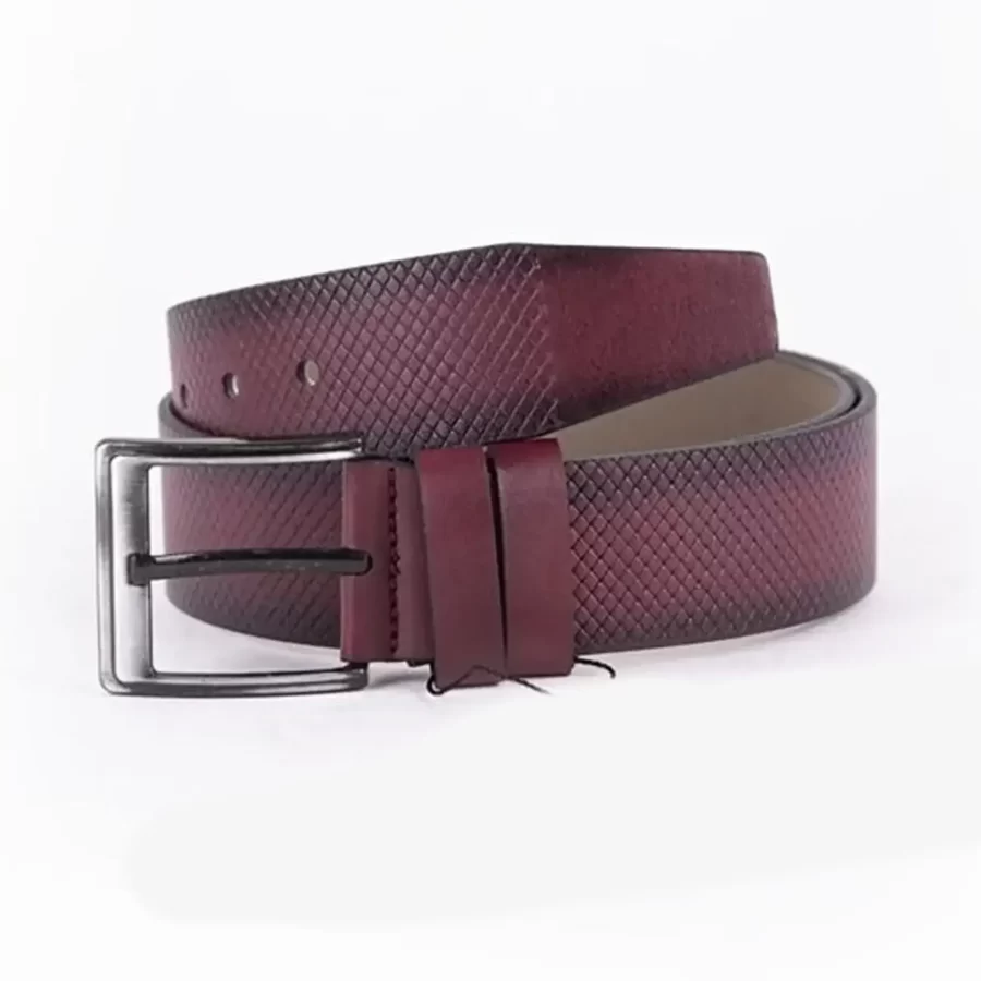 Burgundy Mens Vegan Leather Belt For Jeans Wide 4 5 cm ST00966 11