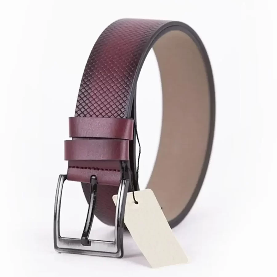 Burgundy Mens Vegan Leather Belt For Jeans Wide 4 5 cm ST00966 12