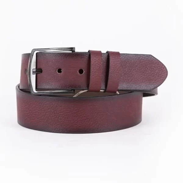 Burgundy Mens Vegan Leather Belt For Jeans Wide 4 5 cm ST00972 1