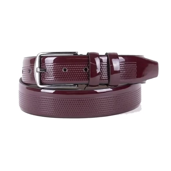 Burgundy Patent Mens Vegan Leather Belt Dress ST00829 1