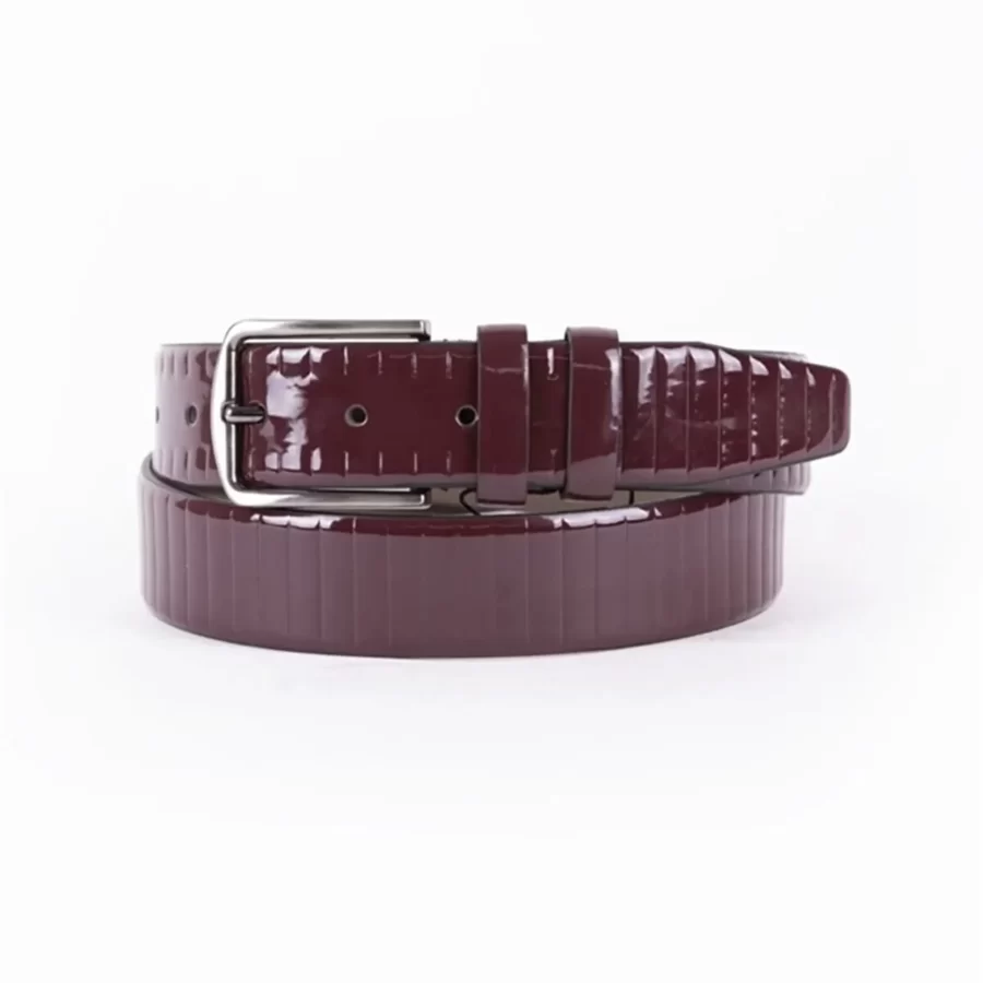 Burgundy Patent Mens Vegan Leather Belt Dress TYC00123205134 1