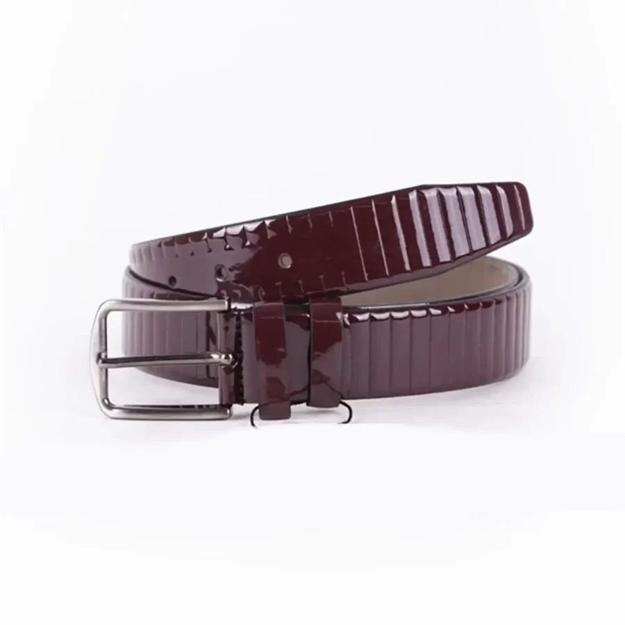 Burgundy Patent Mens Vegan Leather Belt Dress TYC00123205134 2