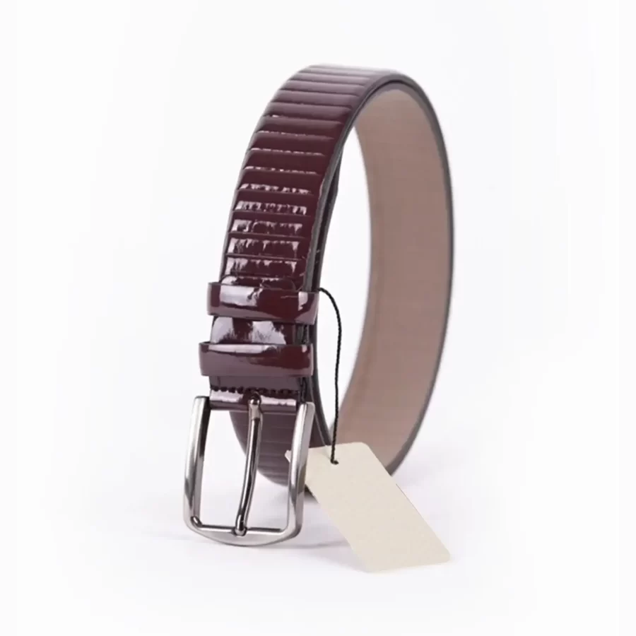 Burgundy Patent Mens Vegan Leather Belt Dress TYC00123205134 3