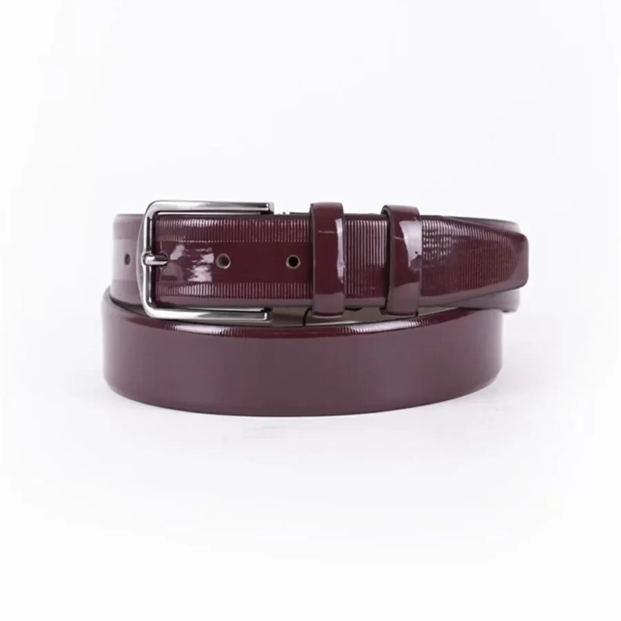 Burgundy Patent Mens Vegan Leather Belt Dress TYC00123207445 1