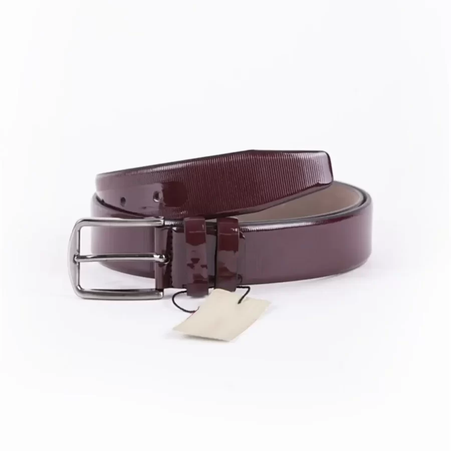 Burgundy Patent Mens Vegan Leather Belt Dress TYC00123207445 2