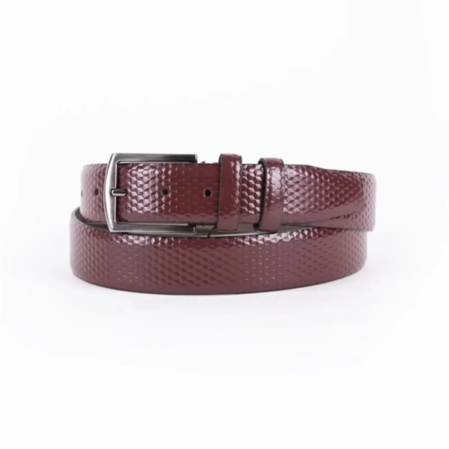 Burgundy Patent Mens Vegan Leather Belt Dress TYC00123212532 1