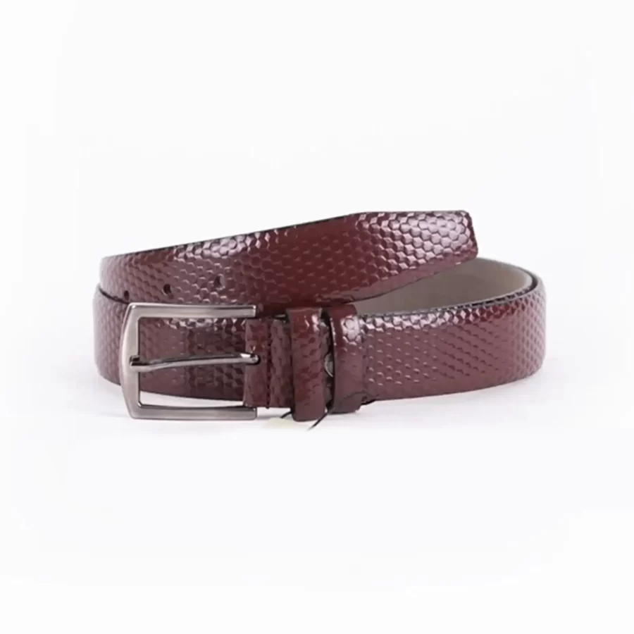 Burgundy Patent Mens Vegan Leather Belt Dress TYC00123212532 2