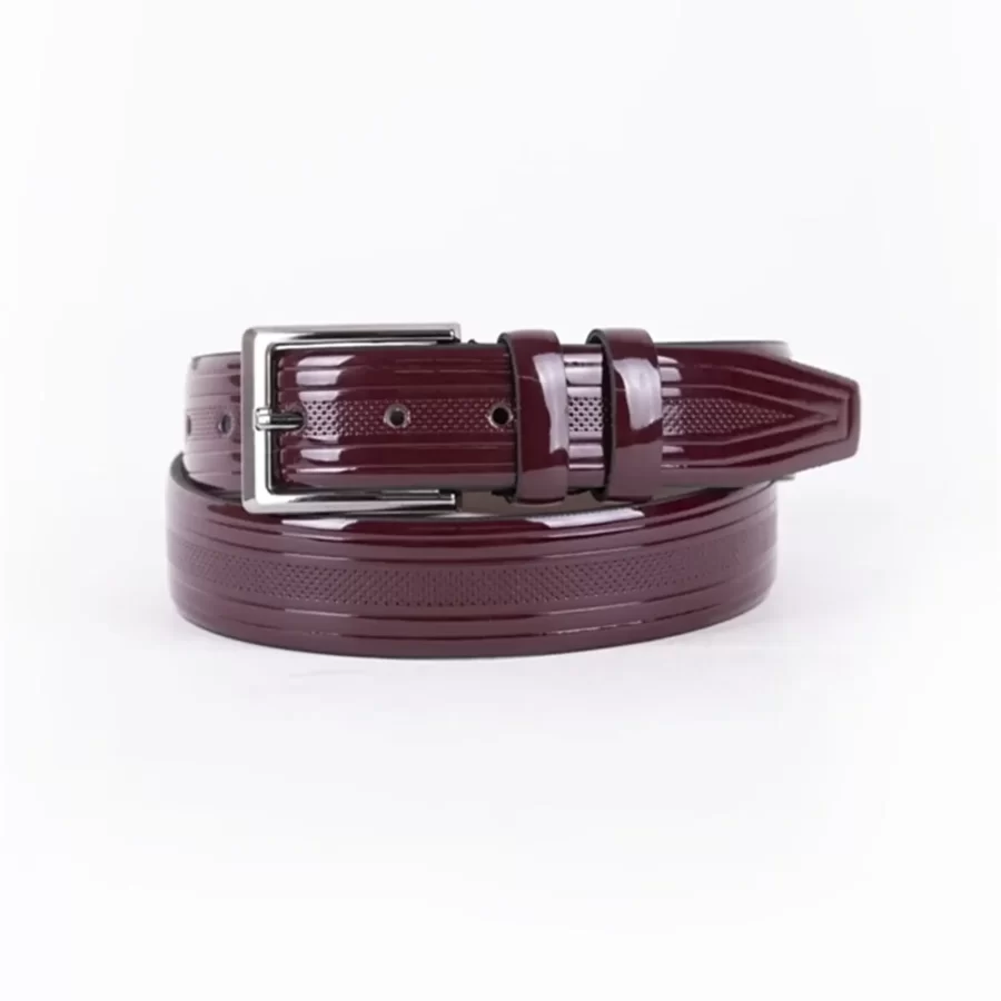 Burgundy Patent Mens Vegan Leather Belt Dress TYC00130508706 1