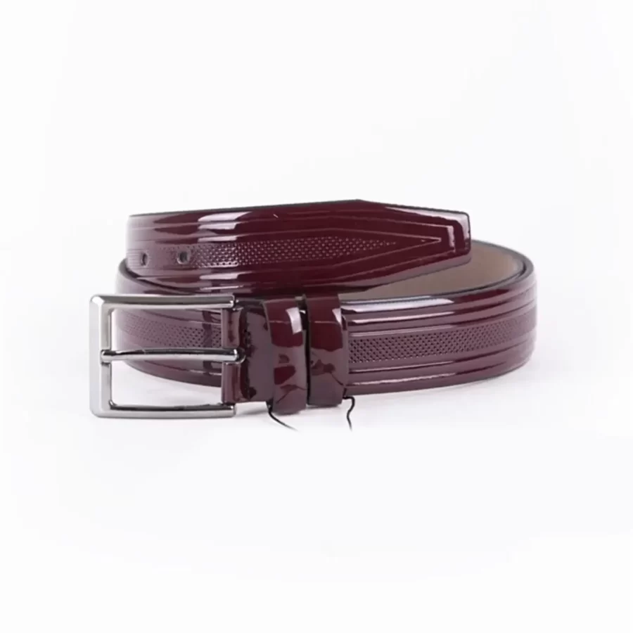 Burgundy Patent Mens Vegan Leather Belt Dress TYC00130508706 2