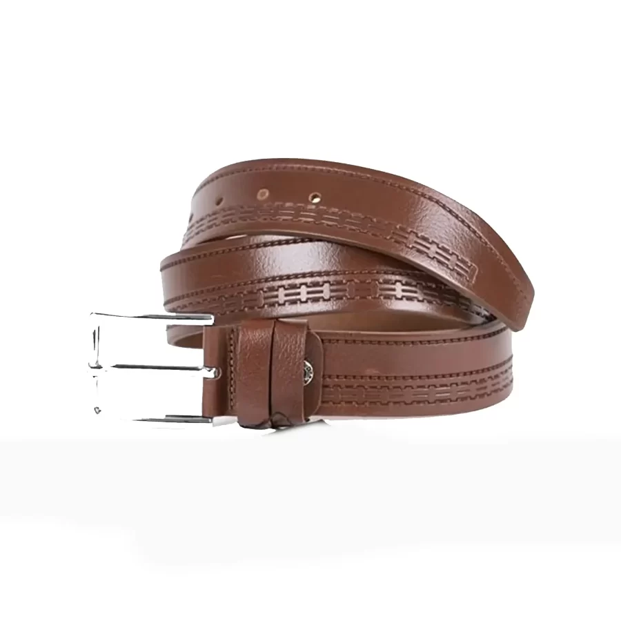 Cognac Mens Belt For Jeans Genuine Leather ST01390 5