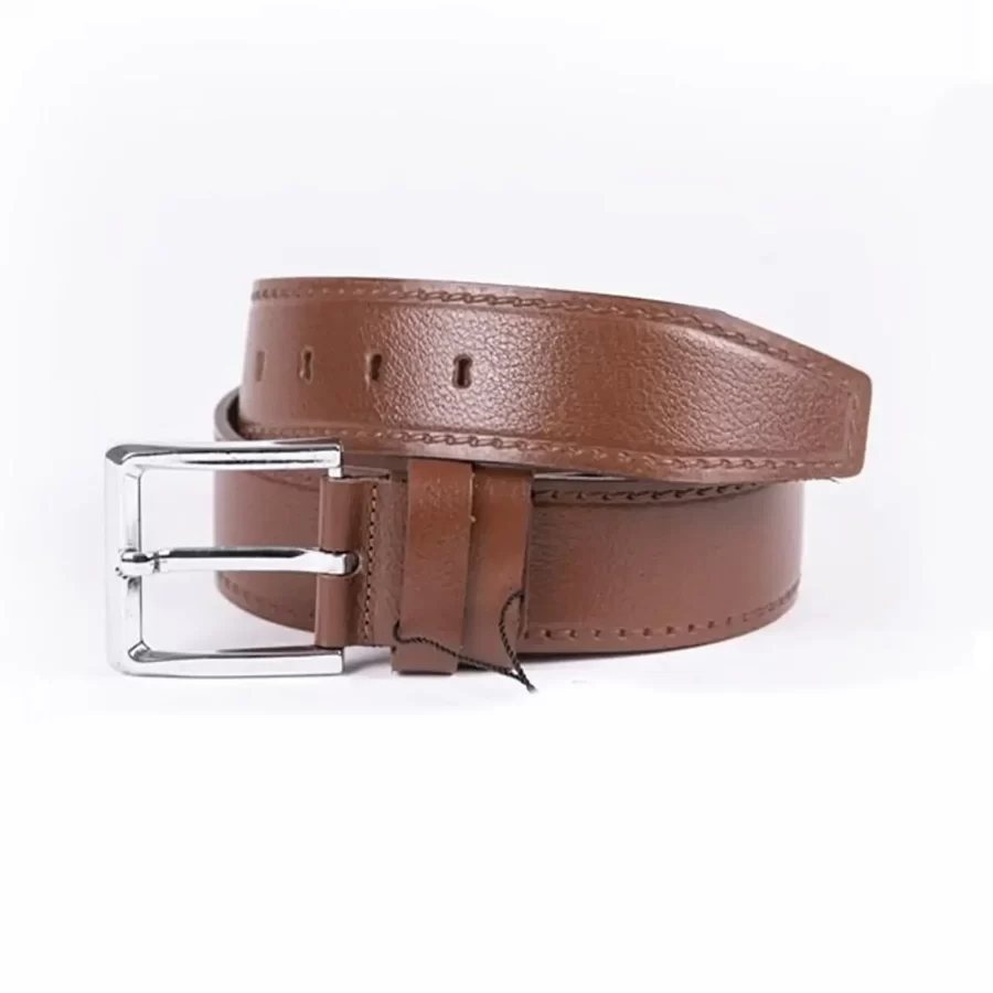 Cognac Mens Belt For Jeans Wide Genuine Leather ST01309 2