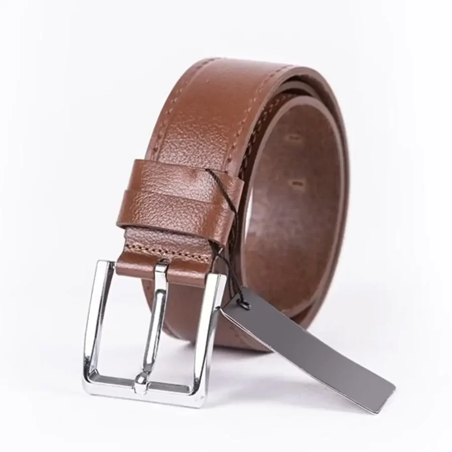 Cognac Mens Belt For Jeans Wide Genuine Leather ST01309 3