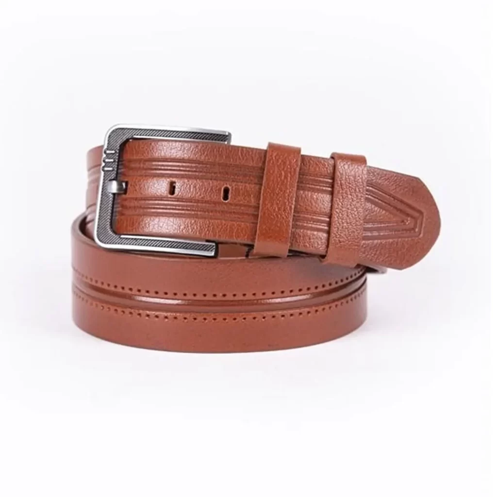 Buy Cognac Mens Belt For Jeans Wide Grain Leather