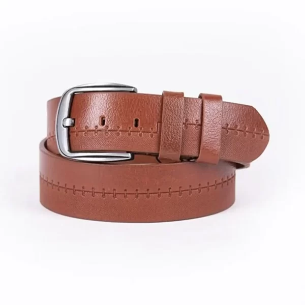 Cognac Mens Belt For Jeans Wide Grain Leather ST01290 1