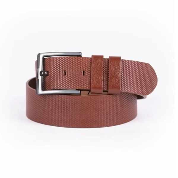 Cognac Mens Belt Wide Casual Grain Leather ST01284 1