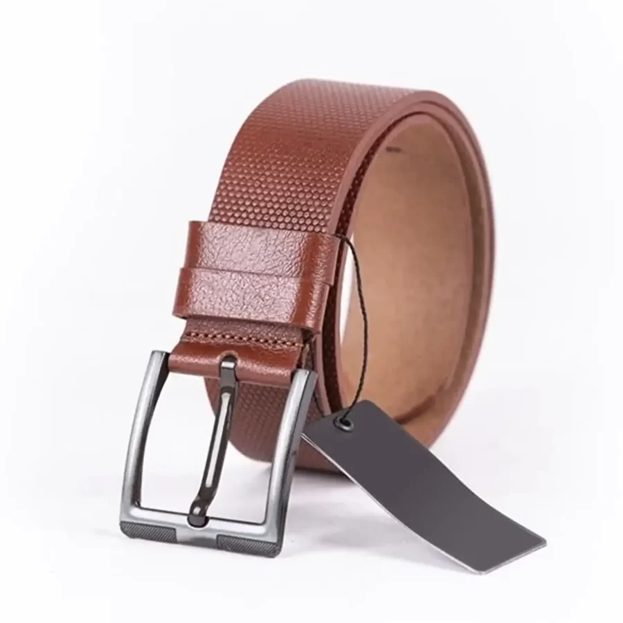 Cognac Mens Belt Wide Casual Grain Leather ST01284 3