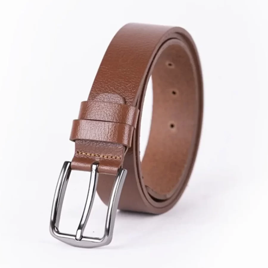 Cognac Tan Mens Belt Dress Genuine Leather MID01 3 1