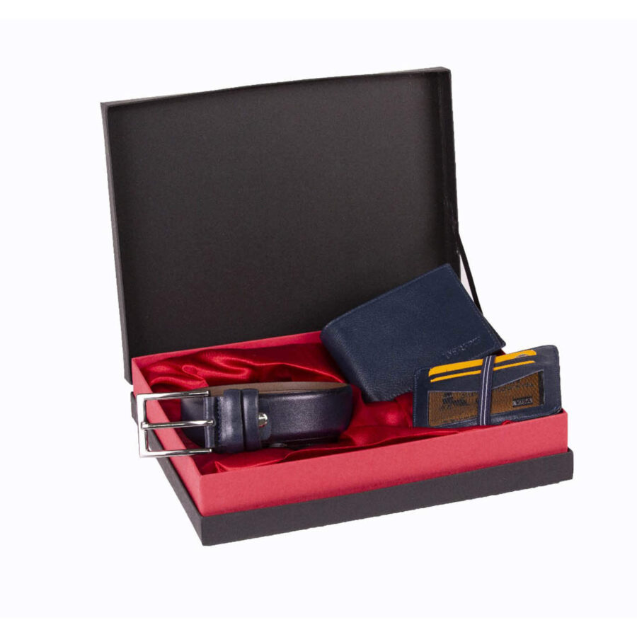 Dark Blue Belt And 2 Wallet Gift Set 1