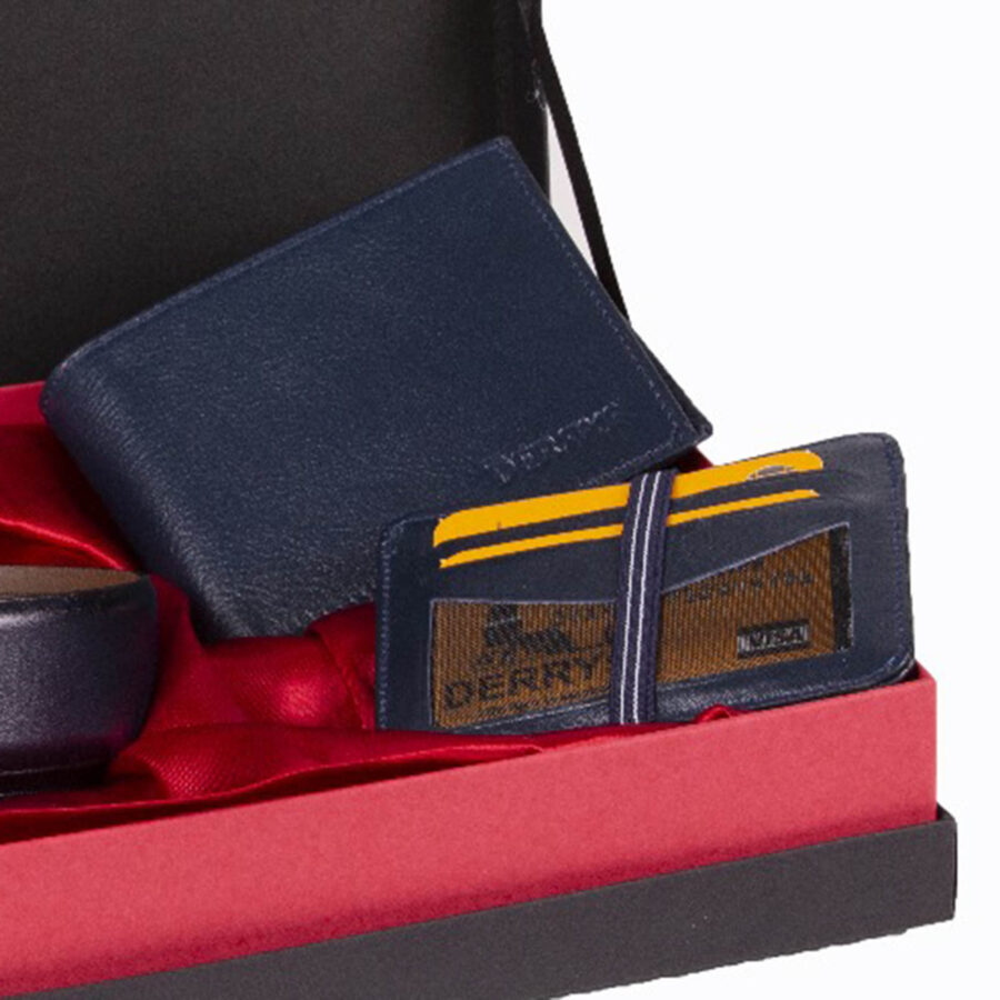 Dark Blue Belt And 2 Wallet Gift Set 2