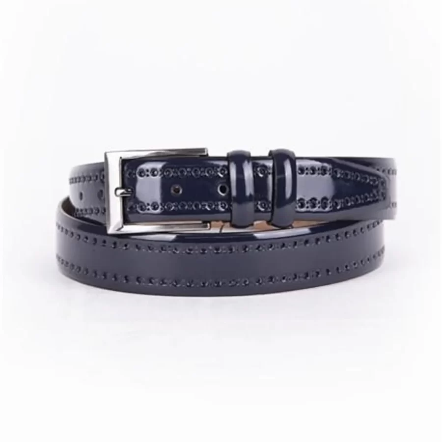 Dark Blue Mens Belt Dress Brogue Patent Leather ST01419 1