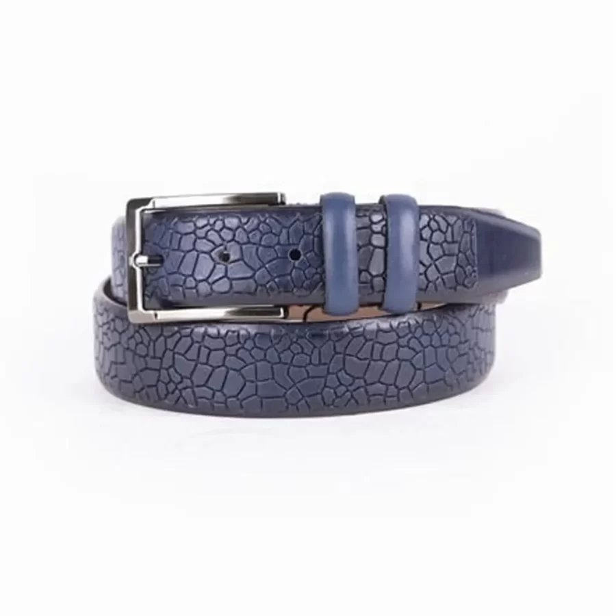Dark Blue Mens Belt Dress Designer Calf Leather ST01480 4