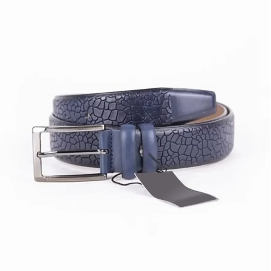 Dark Blue Mens Belt Dress Designer Calf Leather ST01480 5