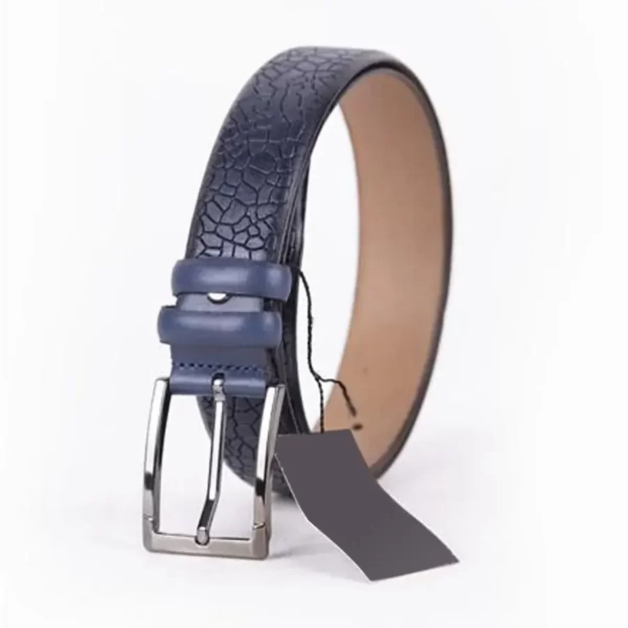 Dark Blue Mens Belt Dress Designer Calf Leather ST01480 6