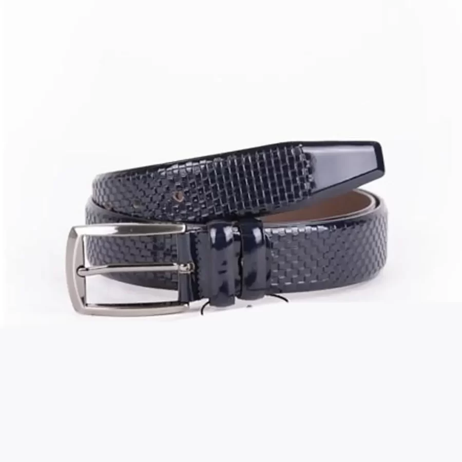 Dark Blue Mens Belt Dress Patent Leather ST01411 2