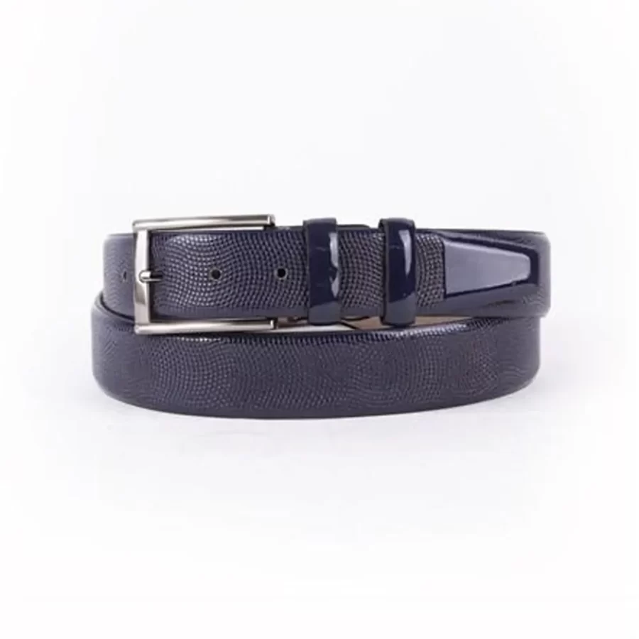 Dark Blue Mens Belt Dress Patent Leather ST01412 1
