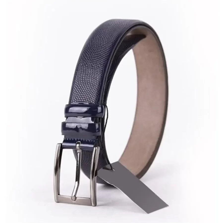 Dark Blue Mens Belt Dress Patent Leather ST01412 3