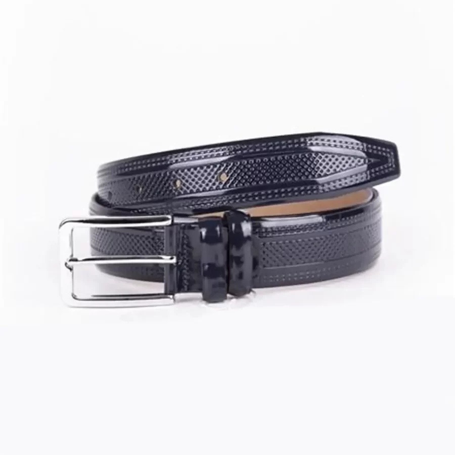 Dark Blue Mens Belt Dress Patent Leather ST01417 2
