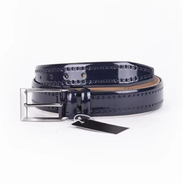 Dark Blue Mens Belt For Suit Patent Leather ST01419 2