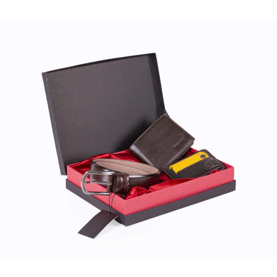 Dark Brown Belt And 2 Wallet Gift Set Mens 1