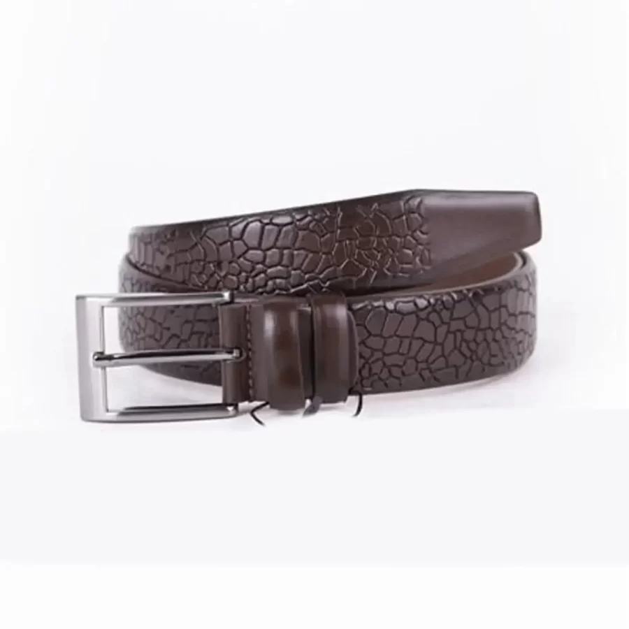 Dark Brown Mens Belt Dress Designer Calf Leather ST01480 12