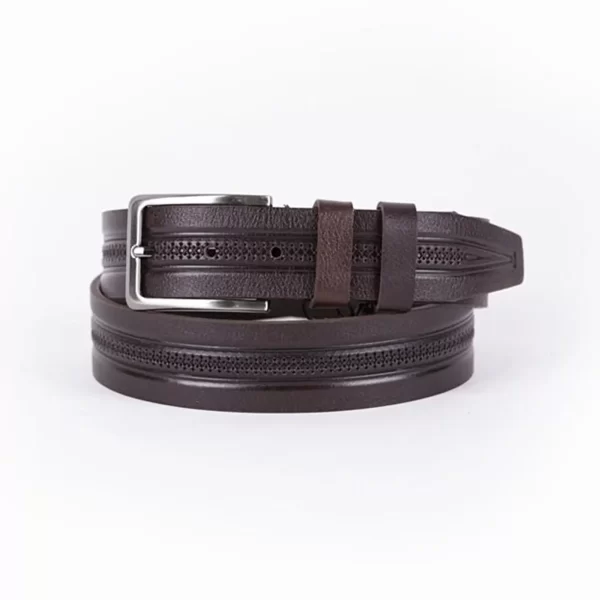 Dark Brown Mens Belt Dress Embossed Calf Leather ST01096 25