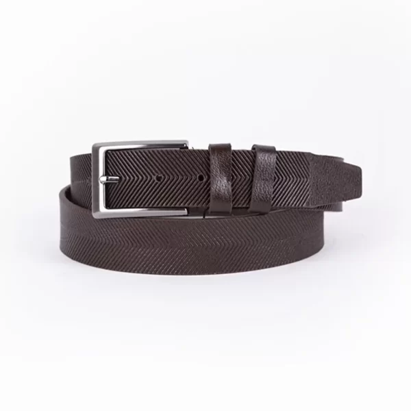 Dark Brown Mens Belt Dress Laser Cut Leather ST01099 4