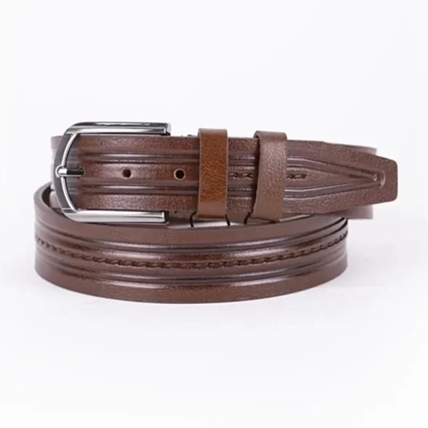 Dark Brown Mens Belt For Jeans Embossed Calf Leather ST01041 1