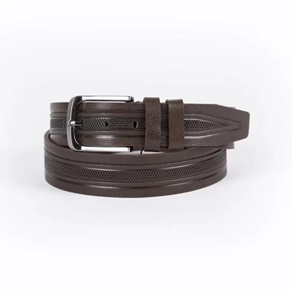 Dark Brown Mens Belt For Jeans Laser Cut Leather ST01327 7