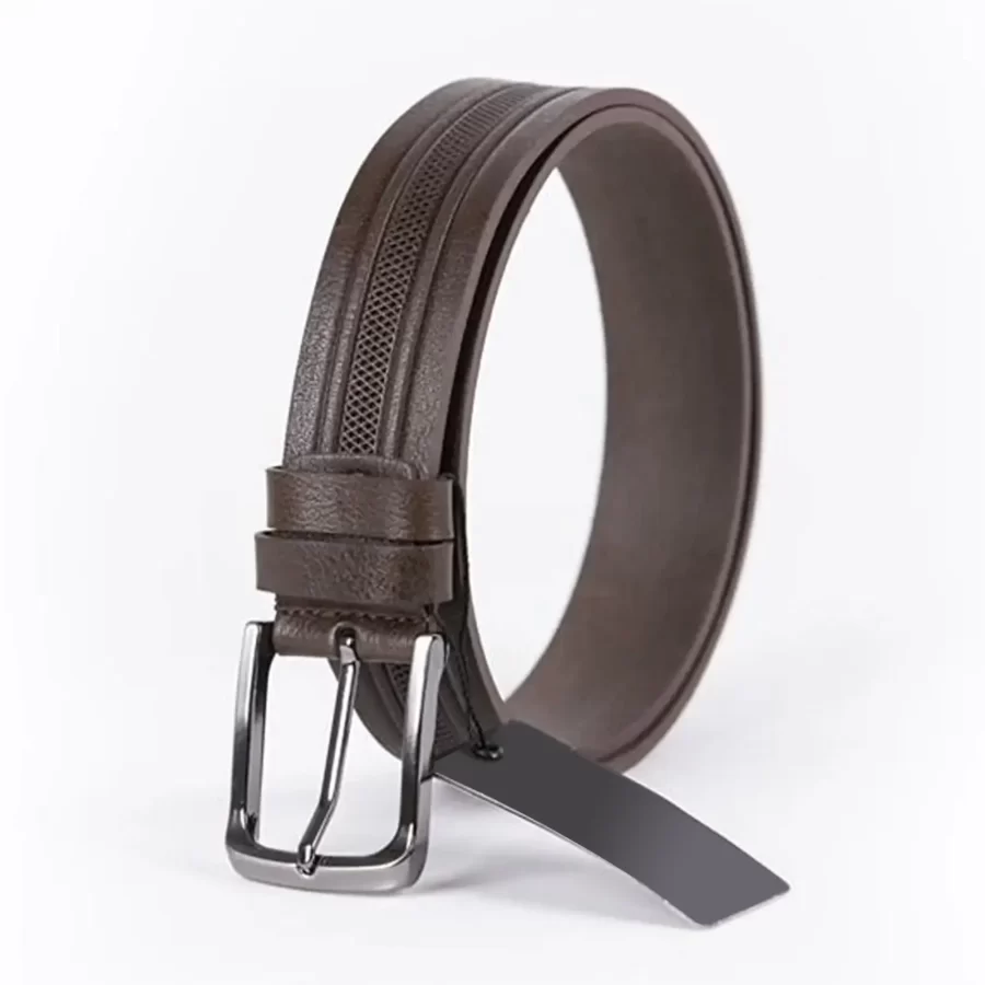 Dark Brown Mens Belt For Jeans Laser Cut Leather ST01327 9