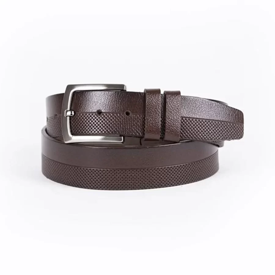 Dark Brown Mens Belt For Jeans Laser Cut Leather ST01332 4