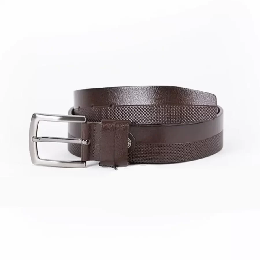 Dark Brown Mens Belt For Jeans Laser Cut Leather ST01332 5