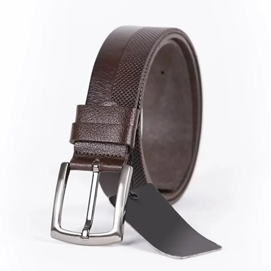 Dark Brown Mens Belt For Jeans Laser Cut Leather ST01332 6