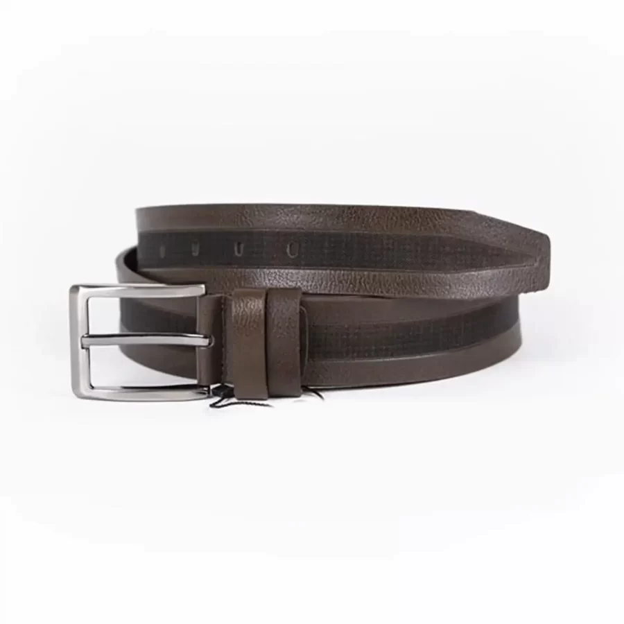 Dark Brown Mens Belt For Jeans Laser Cut Leather ST01380 5